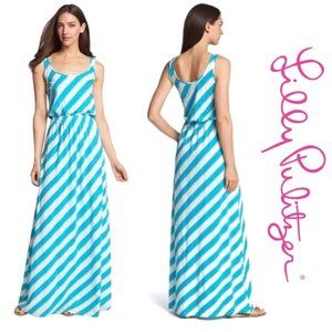 Turquoise Roper Stripe Tria Maxi Dress